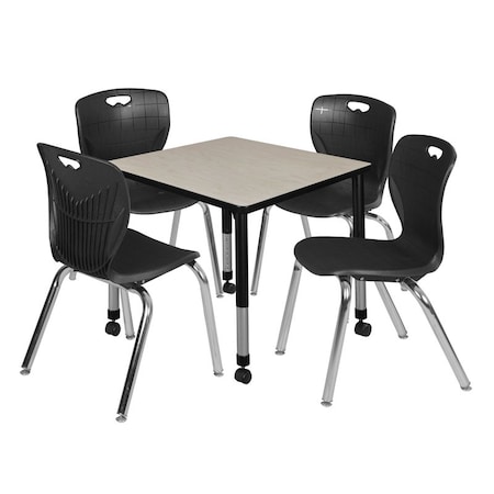 Regency Tables > Height Adjustable > Square Mobile Table & Chair Sets, 30 W, 30 L, 23-34 H, Maple TB3030PLAPCBK40BK